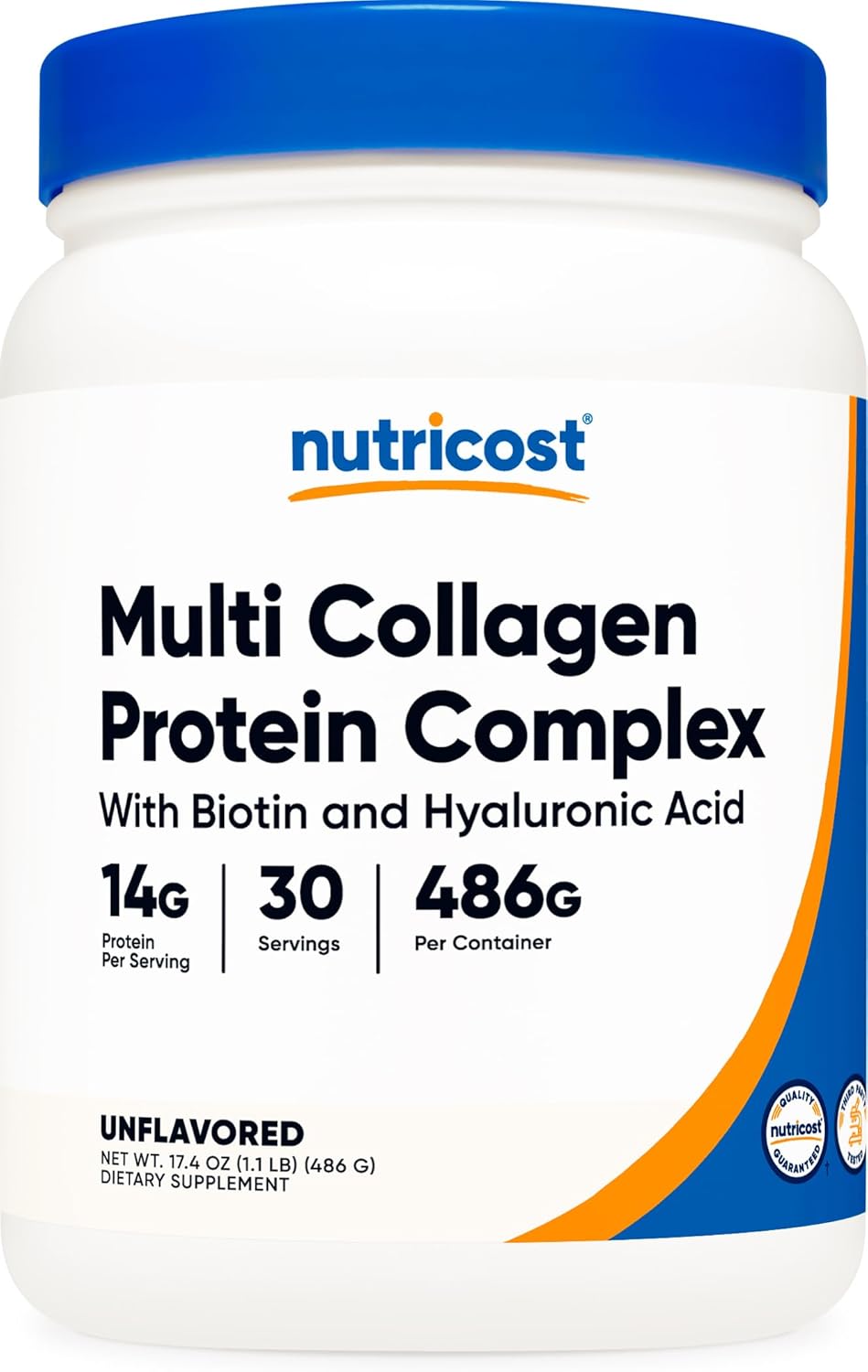 Nutricost Multi Collagen Protein Complex (Unflavored, 30 Servings) - Supplement with Biotin, Hyaluronic Acid, and Collagen Peptides