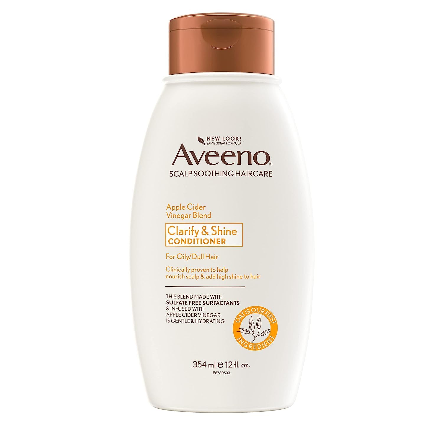 Aveeno Apple Cider Vinegar Sulfate-Free Conditioner For Balance & High Shine, Daily Moisturizing & Scalp Soothing Conditioner For Oily Or Dull Hair, Paraben & Dye-Free, 12Oz