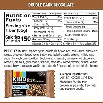 KIND Healthy Grains Bars, Double Dark Chocolate, 40 Count : Grocery & Gourmet Food