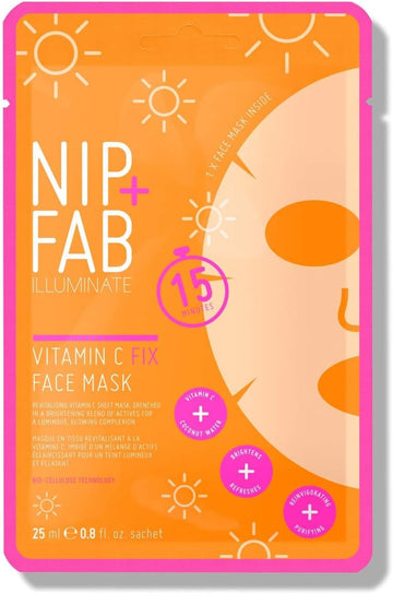 Nip + Fab Vitamin C Fix Sheet Mask for Face with Coconut Water, Citrus Fruit Extract, Hydrating Antioxidant Facial Mask for Skin Brightening and Toning, 24ml : Amazon.co.uk: Beauty