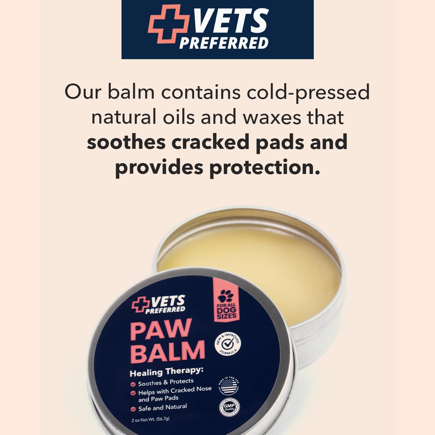 Vets Preferred Paw Balm Pad Protector for Dogs – Dog Paw Balm Soother – Heals, Repairs and Moisturizes Dry Noses and Paws – Ideal for Extreme Weather Season Conditions - 2 Oz : Pet Supplies