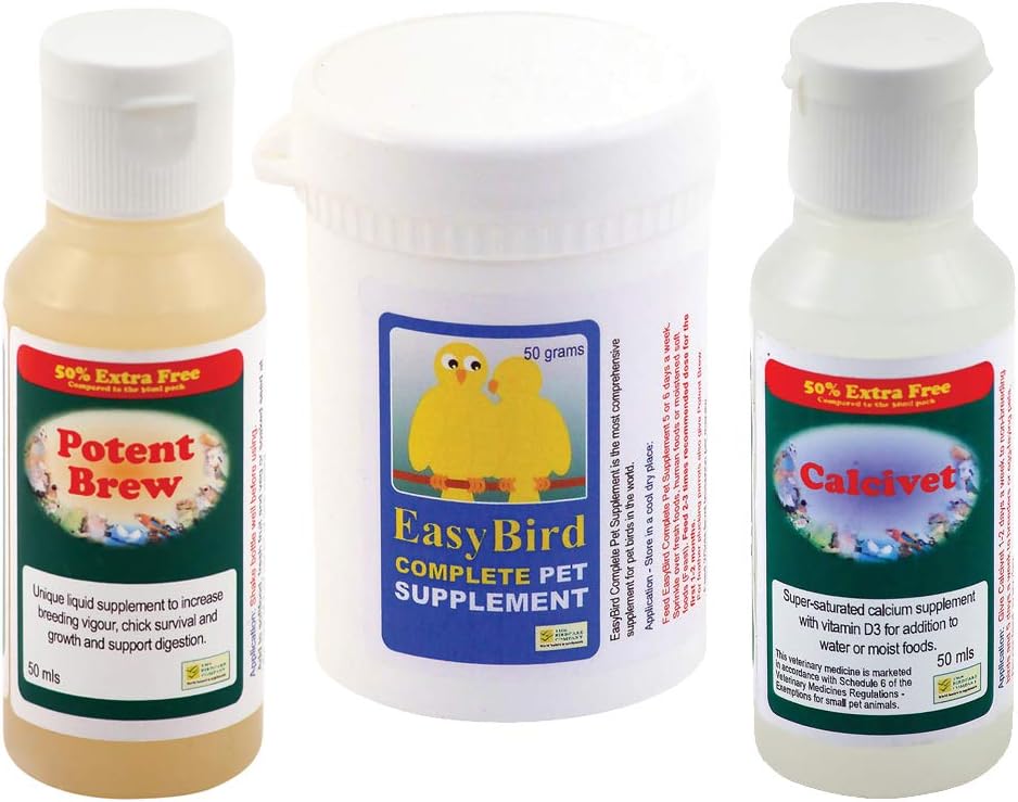 Feather Plucking Rescue Pack (Calcivet / Potent Brew / Easy Bird Complete Pet Supplement) - The Birdcare Company :Pet Supplies