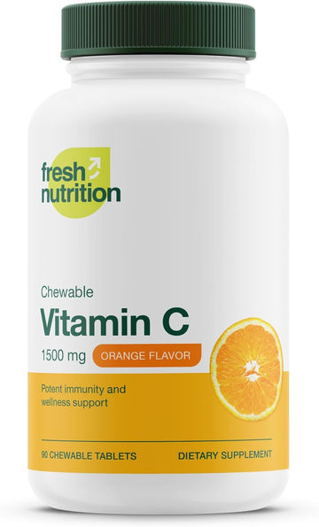 Vitamin C Chewables - Powerful 1500mg Per Day Immune Support - All Natural Tasty VIT C Supplement - Vegan Friendly, Non-GMO, Gluten & Soy Free - 90 Chewable Tablets