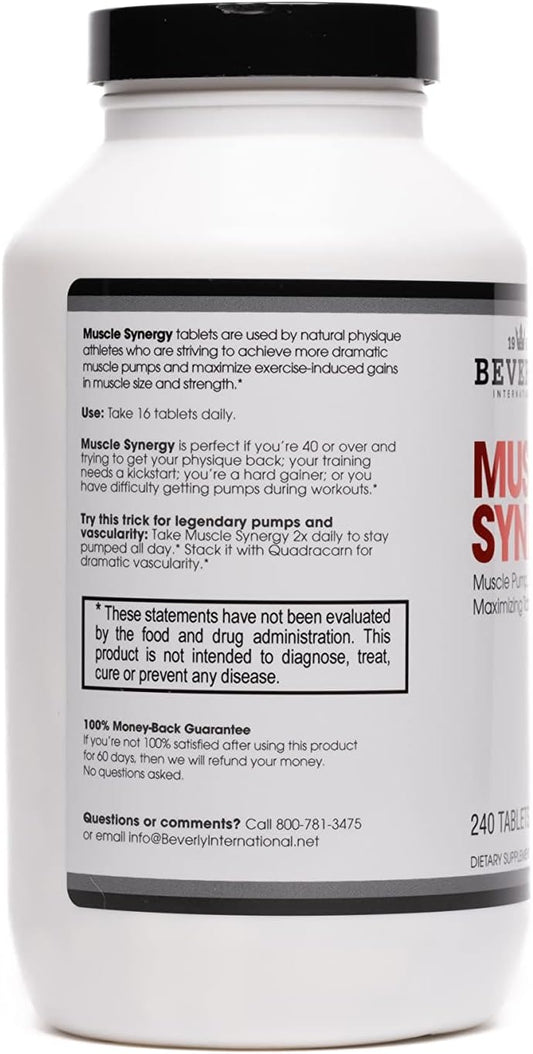 Beverly International Muscle Synergy 240 Tabs (15 Servings) Clinically Dosed Ingredients - Hmb, L-Arginine, L-Citrulline, Creatine Monohydrate, L-Ornithine. Bigger-Stronger-Lasting Pumps