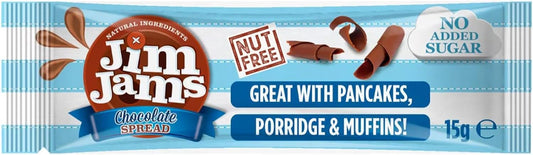 Jim Jams Milk Chocolate Spread 120X 15G Sachets – No Added Sugar, Nut Free, Keto Friendly, Gluten Free, Natural Ingredients, Low Sugar, Tooth-Friendly, Mini Chocolate Portion