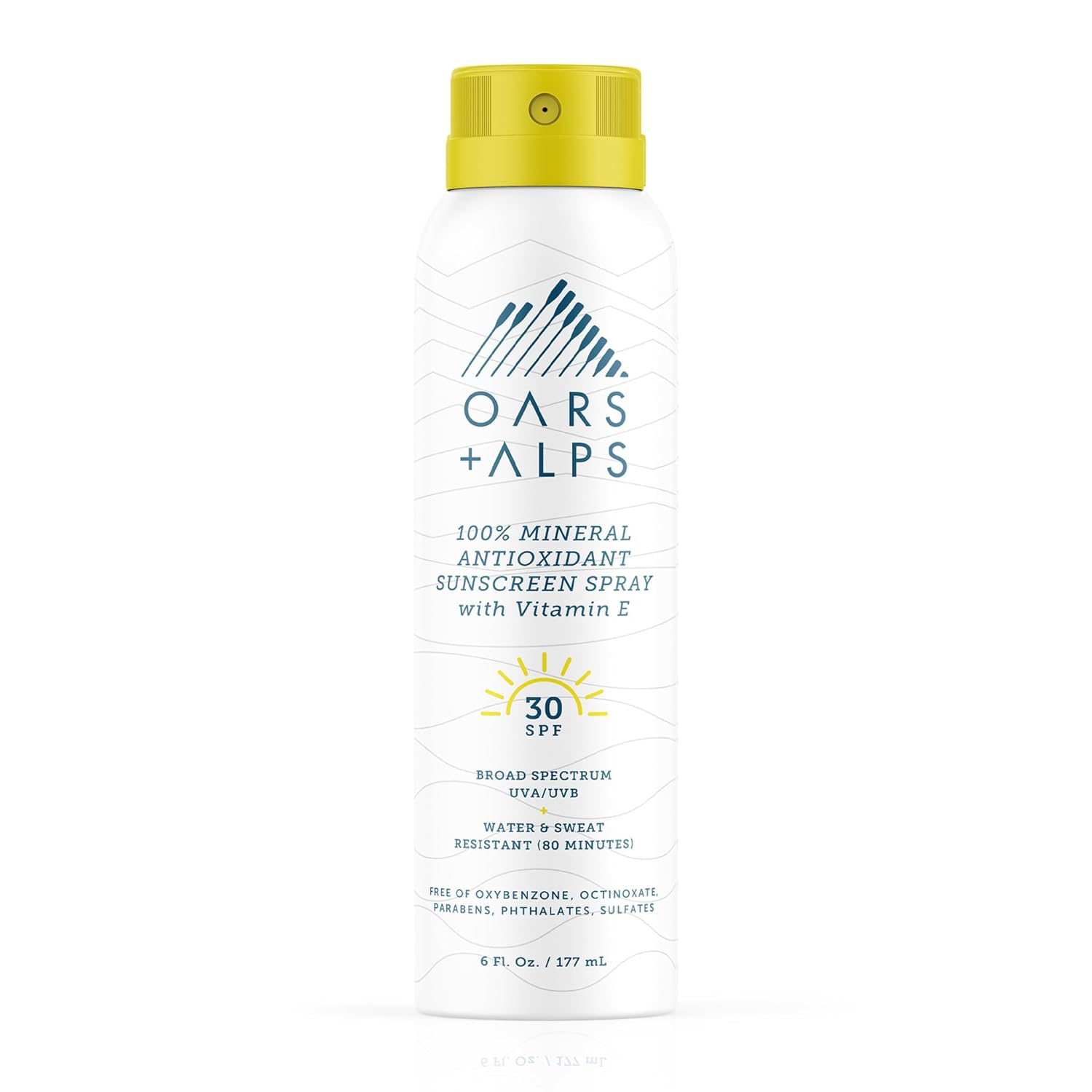 Oars + Alps Mineral SPF 30 Sunscreen Spray, Infused with Vitamin E and Antioxidants, Water and Sweat Resistant, 6 Oz, 2 Pack