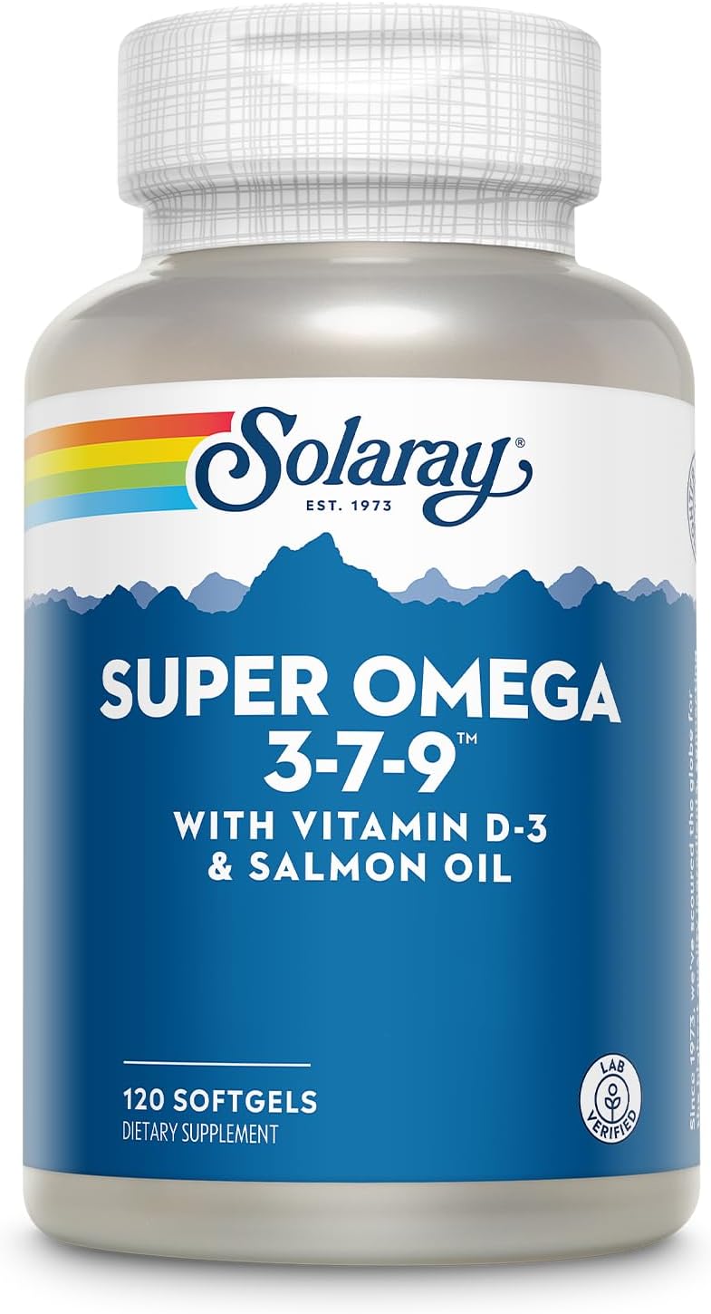 Solaray Super Omega 3 7 9 Supports Healthy Skin, More Epa, Dha, Essential Fatty Acids From Fish Oil Mini Softgel, 120Ct
