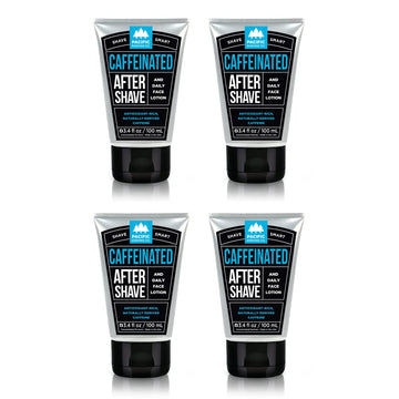 Pacific Shaving Company Caffeinated Aftershave - Helps Reduce Appearance Of Redness, With Safe, Natural, And Plant-Derived Ingredients, Soothes Skin, Paraben-Free, Made In Usa, 3.4 Oz (4-Pack)