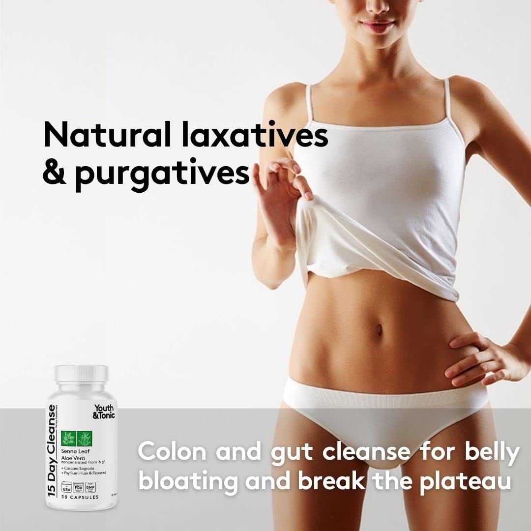 Youth & Tonic Extra Colon Cleanser & Complete Detox Matrix | Laxatives Fibers ACV Chromium Glucomannan | for Loss of Waste, Break The Plateau, Bloating : Health & Household