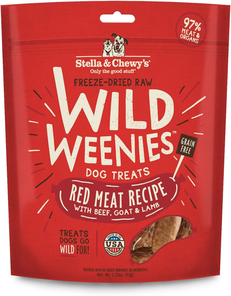 Stella & Chewy’S Freeze-Dried Raw Wild Weenies Dog Treats – All-Natural, Protein Rich, Grain Free Dog & Puppy Treat – Great For Training & Rewarding – Red Meat Recipe – 3.25 Oz Bag