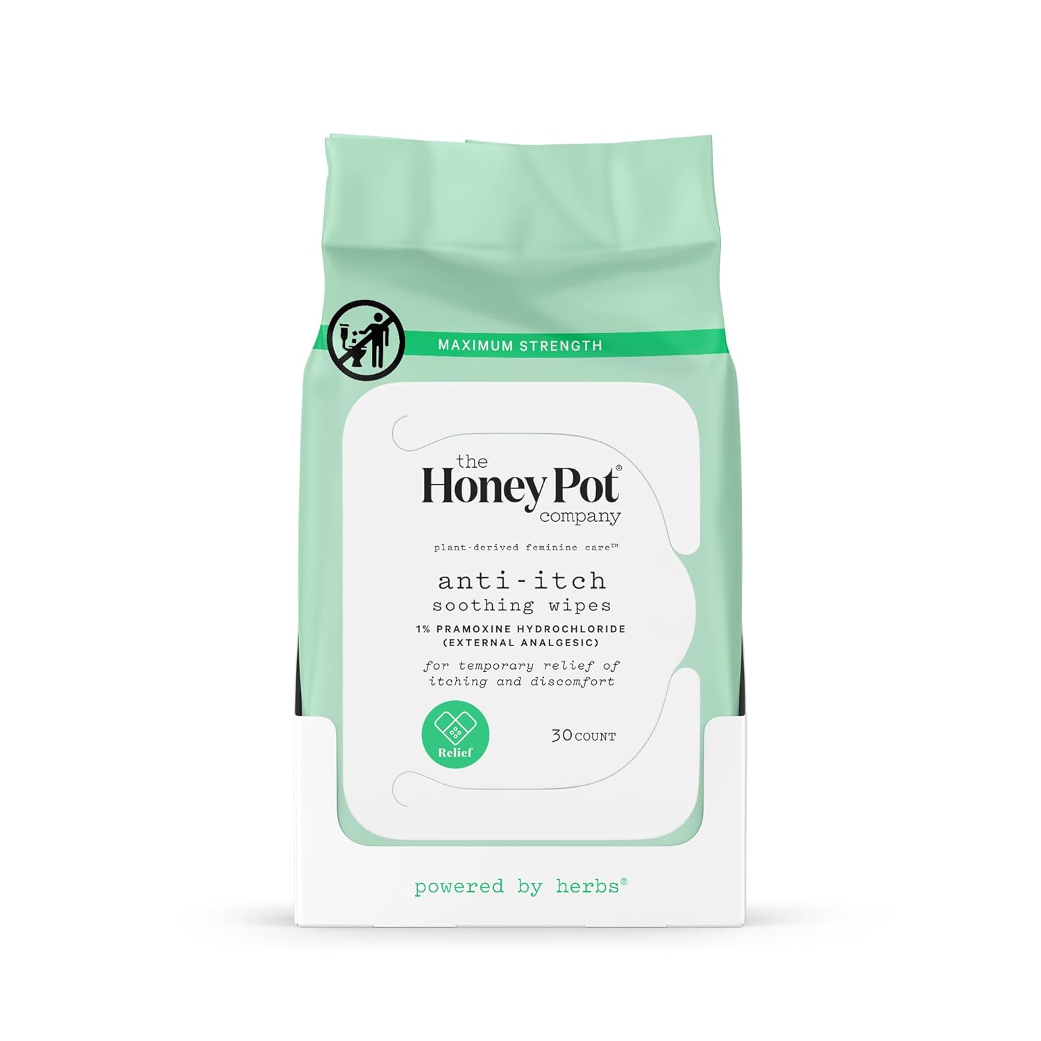 The Honey Pot Company - Anti-Itch Soothing Wipes - At Home Or On The Go Medicated Feminine Wipes. Temporary Relief Of Itching And Discomfort. Maximum Strength - 30 Ct