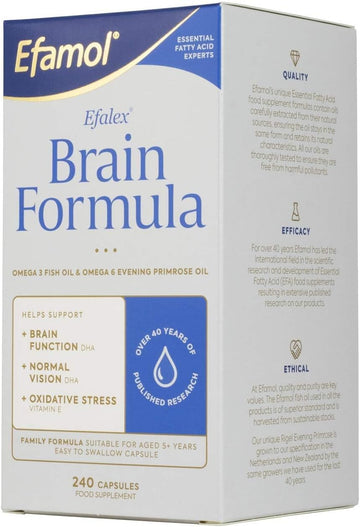 Efamol Efalex Brain Formula | 60 Omega 3 Fish Oil Capsules With Evening Primrose Oil | Fish Oil Omega 3 Brain Supplement | Help Support Brain Function, Normal Vision & Heart Health | 30 Day Supply