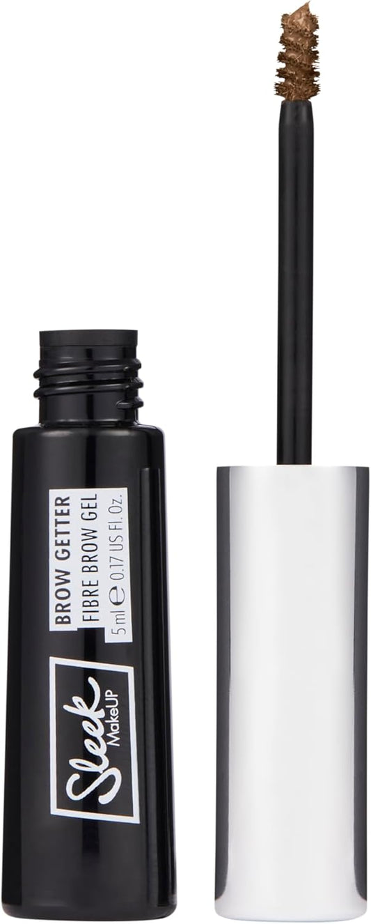 Sleek Makeup Brow Getter Fibre Brow Gel, Volumising, Long-Lasting Formula, Contains Microfibres For Fuller Looking Brows, Dark Brown, 5Ml