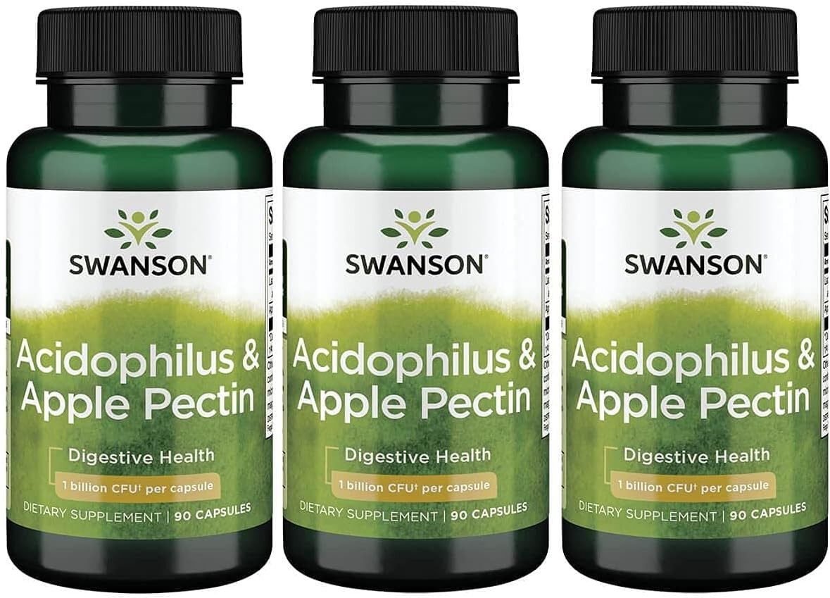 Swanson Acidophilus & Apple Pectin 90 Capsules (3 Pack)
