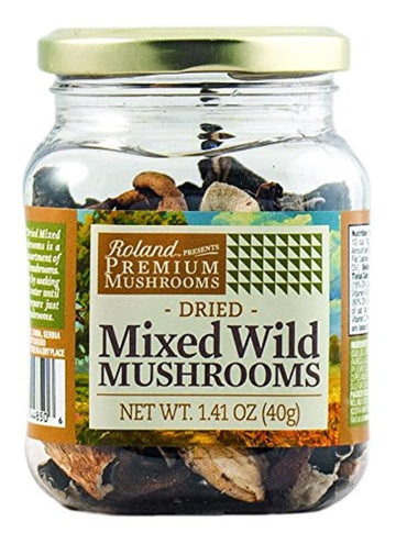 Roland Foods Premium Dried Mixed Wild Mushrooms, Specialty Imported Food, 1.41-Ounce Jar