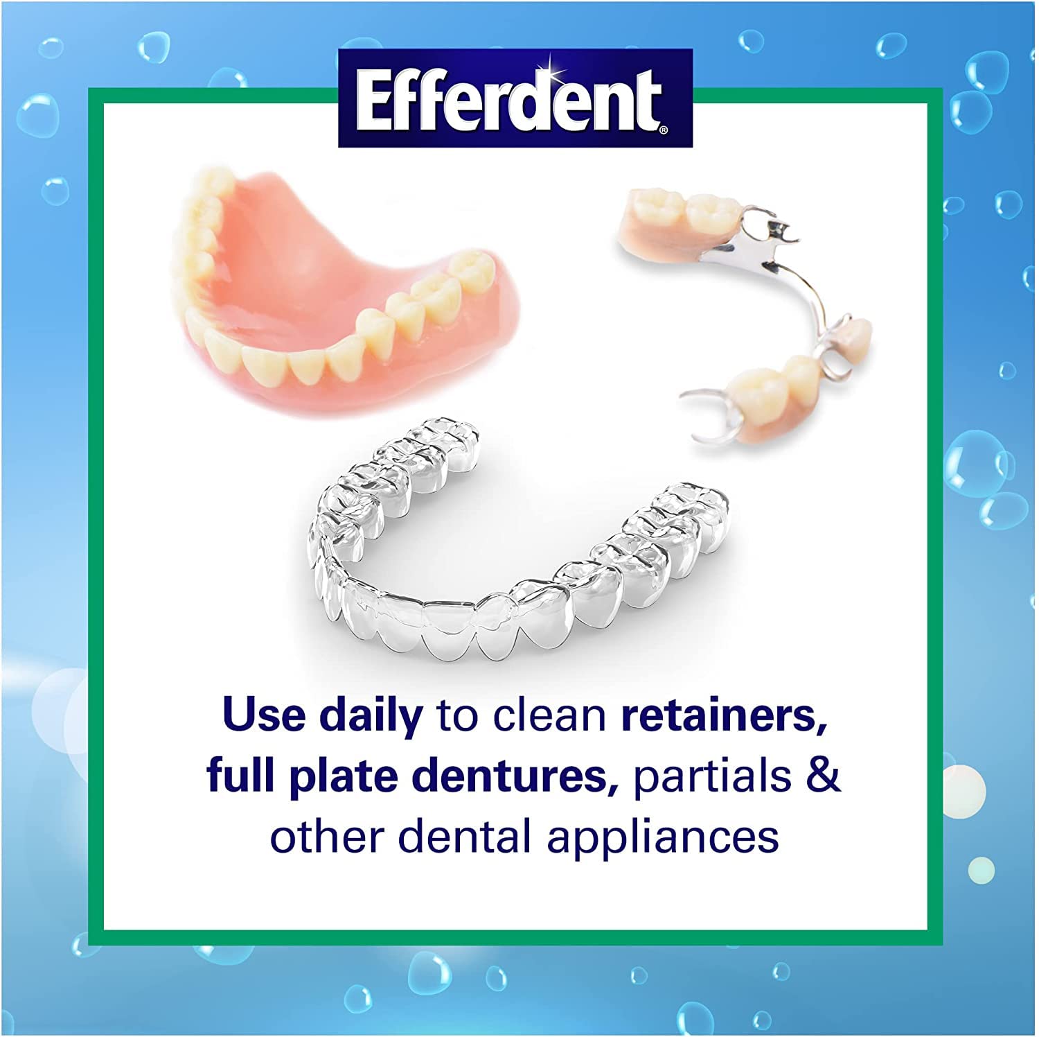 Efferdent Retainer Cleaning Tablets, Denture Cleaning Tablets for Dental Appliances, Minty Fresh & Clean, 44 Count, (Pack of 5)