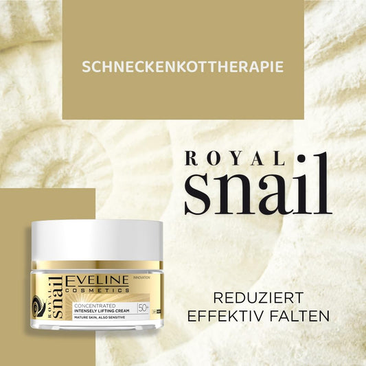 Eveline Cosmetics Royal Snail Mucin Concentrated Lifting Cream 50+ Rigin Peptides Skin Regeneration