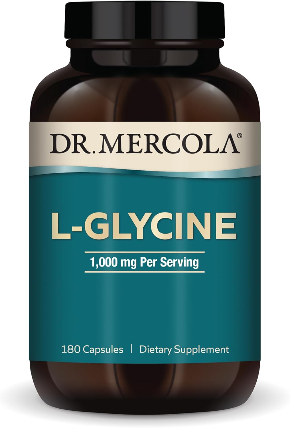 Dr. Mercola L-Glycine Dietary Supplement, 1,000 Mg Per Serving, 90 Servings (180 Capsules), Mitochondrial Function, Non Gmo, Soy Free, Gluten Free