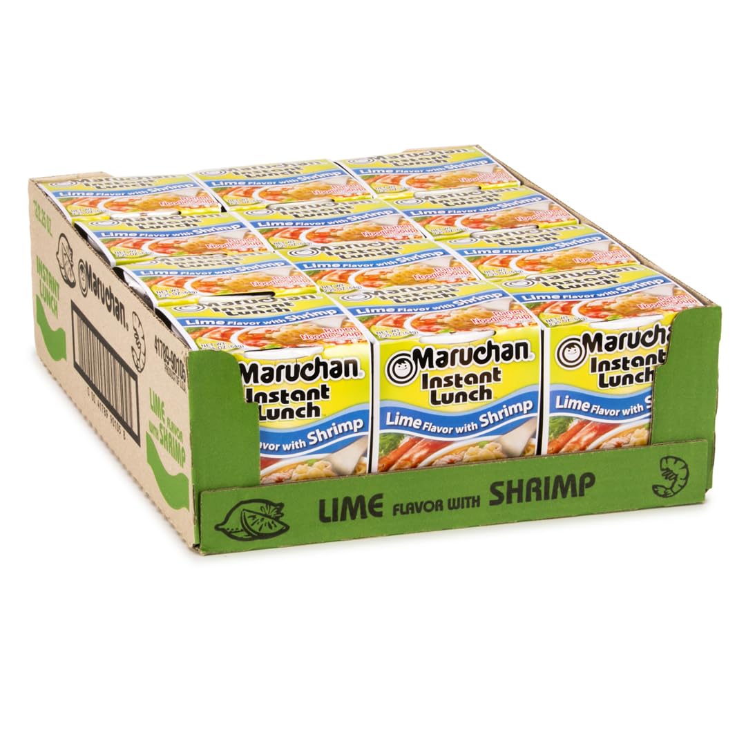 Maruchan Instant Lunch Lime with Shrimp, Ramen Noodle Soup, Microwaveable Meal, 2.25 Oz, 12 Count