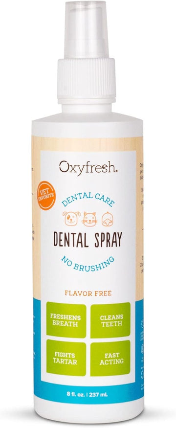 Oxyfresh Advanced Pet Dental Spray – Instant Pet Fresh Breath: Easiest No Brushing Pet Dental Solution for Dogs and Cats – Best Way to Fight Pet Plaque, Keep Teeth & Gums Healthy. 8oz