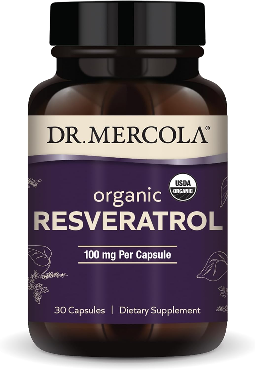 Dr. Mercola Organic Resveratrol Dietary Supplement, 100Mg Per Capsule, 30 Servings (30 Capsules), Non Gmo, Gluten Free, Soy Free, Usda Organic