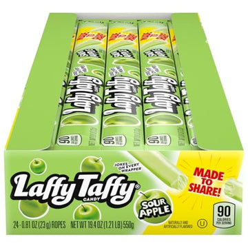 Laffy Taffy Rope Candy, Sour Apple Flavor, 0.81 Ounce Ropes (Pack Of 24)