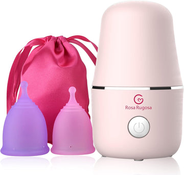 ROSA RUGOSA® Menstrual Cup Steamer, Portable Menstrual Cup Wash Kit, Comes with Two Reusable Period Cup, High Temperature, Great Partner for Women Travel