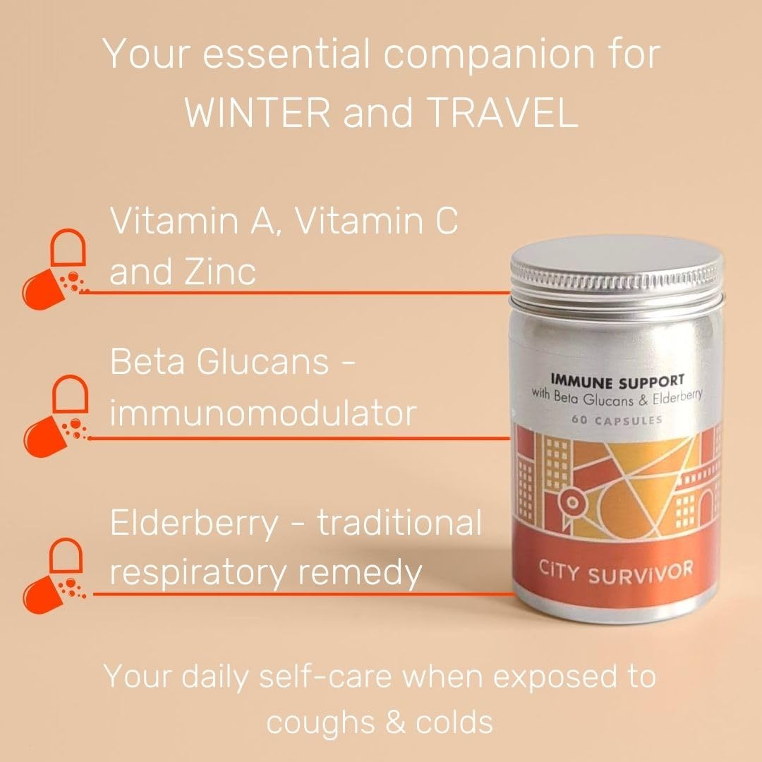 Immune Support - Beta Glucans, Elderberry, Vitamin A, Vitamin C & Zinc - 60 Capsules : Amazon.co.uk: Health & Personal Care