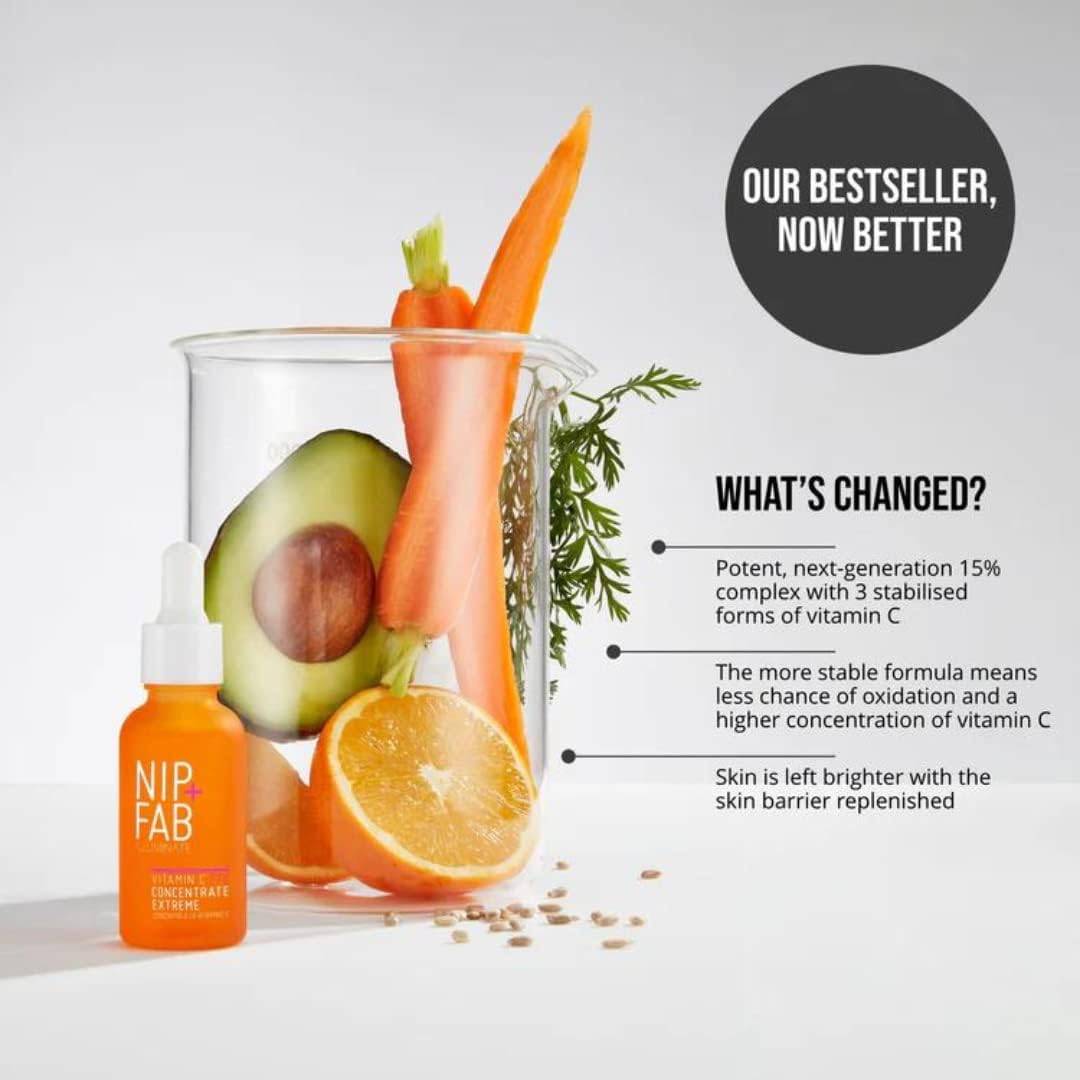 Nip+Fab Vitamin C Fix Concentrate Extreme 30 ml, 15% Vitamin C Complex with 3 Forms of Vitamin C, Face Skin Radiance Booster, with Ferulic Acid and Niacinamide : Amazon.co.uk: Beauty