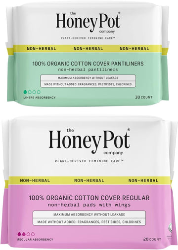 The Honey Pot Company - Pads For Women - Non-Herbal Regular Pads & Everyday Liners Bundle - Cotton Cover & Ultra-Absorbent Pulp Core - Sanitary Pads For Women - Feminine Care - Fsa & Hsa Eligible