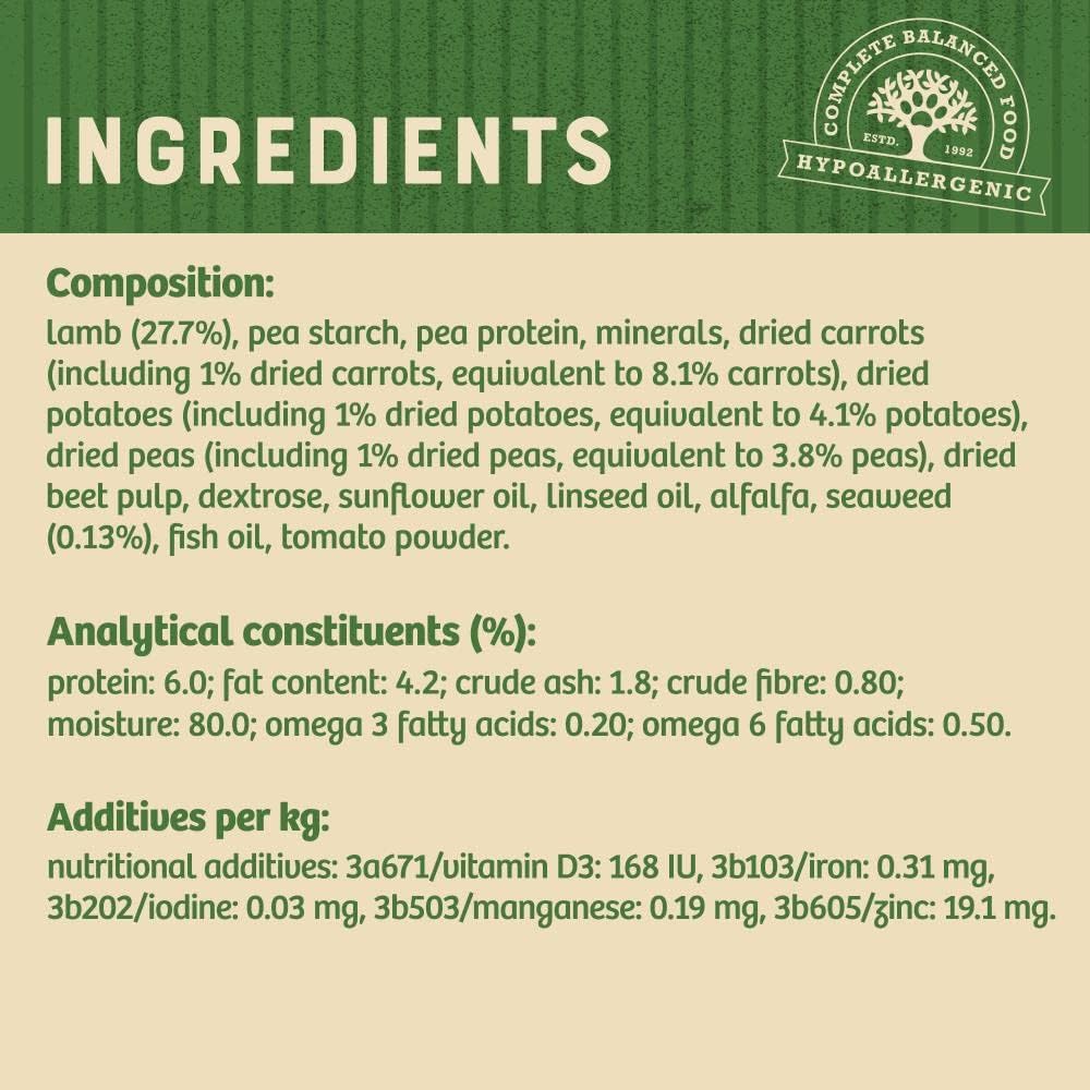 James Wellbeloved Adult Grain-Free Lamb in Gravy 12 Pouches, Hypoallergenic Wet Dog Food, Pack of 1 (12x100 g) :Pet Supplies