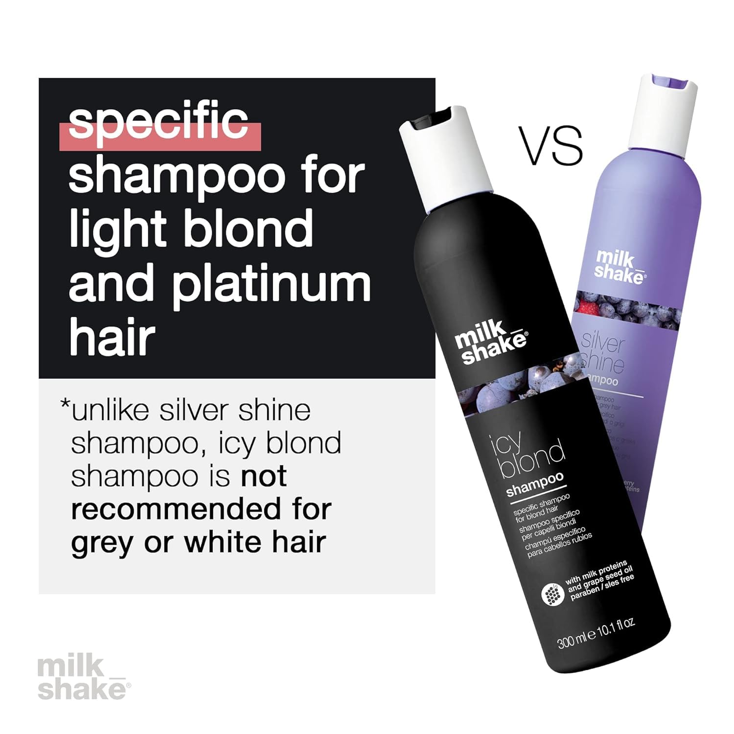 milk_shake Icy Blond Shampoo - Black Pigment Shampoo for Very Light Blond and Platinum Hair, 10.1 Fl Oz (300 ml) : Beauty & Personal Care