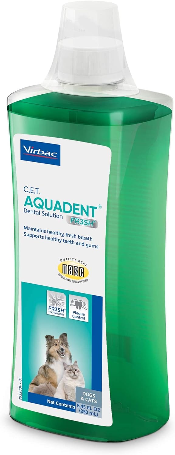 Virbac C.E.T. Aquadent Dental Solution for Dogs and Cats (250 ml) : Pet Supplies