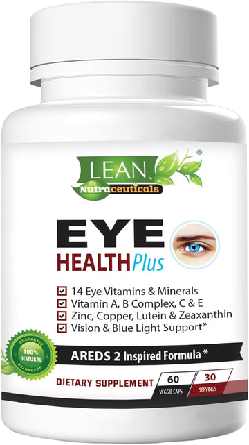 Areds 2 Eye Health Plus W/ Copper, Vitamin A B C E, Lutein & Zeaxanthin, Quercetin, Zinc, Bilberry Extract, Biotin - Sight Care, Dryness, Strain, Night Vision Supplement For Adults 60 Capsule