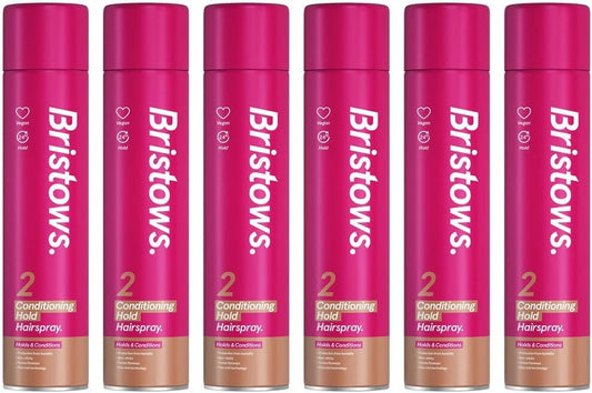 Bristow'S Condition Hold Hairspray, Pack Of 6, Up To 24 Hours Hold, Tames Flyaways, Non Sticky, Vegan, Protects Against Humidity, 400Ml