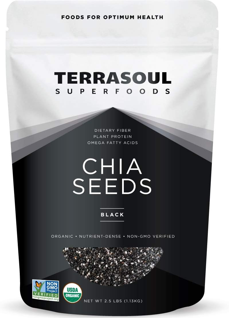 Terrasoul Superfoods Organic Black Chia Seeds, 2.5 Pounds, Nutrient-Packed Superfood for Energy, Puddings, Smoothies, and Baking
