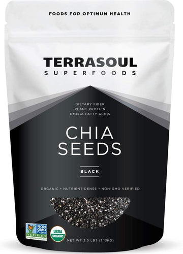 Terrasoul Superfoods Organic Black Chia Seeds, 2.5 Pounds, Nutrient-Packed Superfood For Energy, Puddings, Smoothies, And Baking