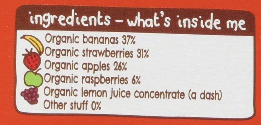 Ella'S Kitchen Organic The Red One Squished Smoothie Fruits, 5 X 90G