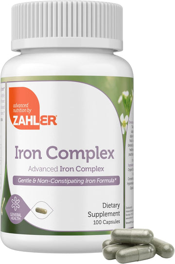 Zahler - Iron Supplement With Vitamin C - Capsule Iron Pills For Women And Men - High Absorption, Easy On Stomach, Kosher Ferrous Iron Supplements With Vitamins C, B12, Folate & More - 100 Count