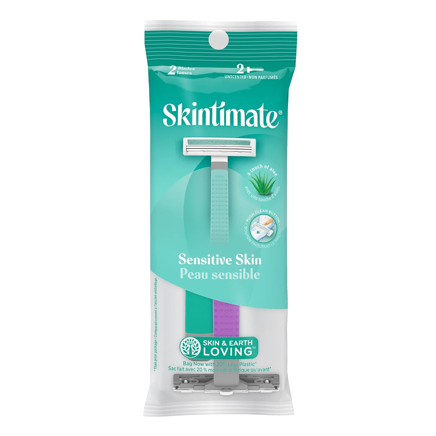 Skintimate Twin Blade Disposable Razor For Women, Great For Travel, Easy To Rinse, 72 Count, Packaging May Vary