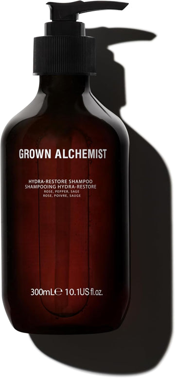 Grown Alchemist Hydra-Restore Hydrating Shampoo - Sage, Pepper & Rose, Sulphate Free - Clarifying Shampoo To Remove Build Up, Deep Cleansing & Hair Strengthening - Natural Vegan Formula 300 Ml
