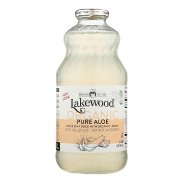 Lakewood Organic Aloe Juice - Fresh Pressed - Inner Fillet - 32 oz - 95%+ Organic - Gluten Free - Contains 100% juice