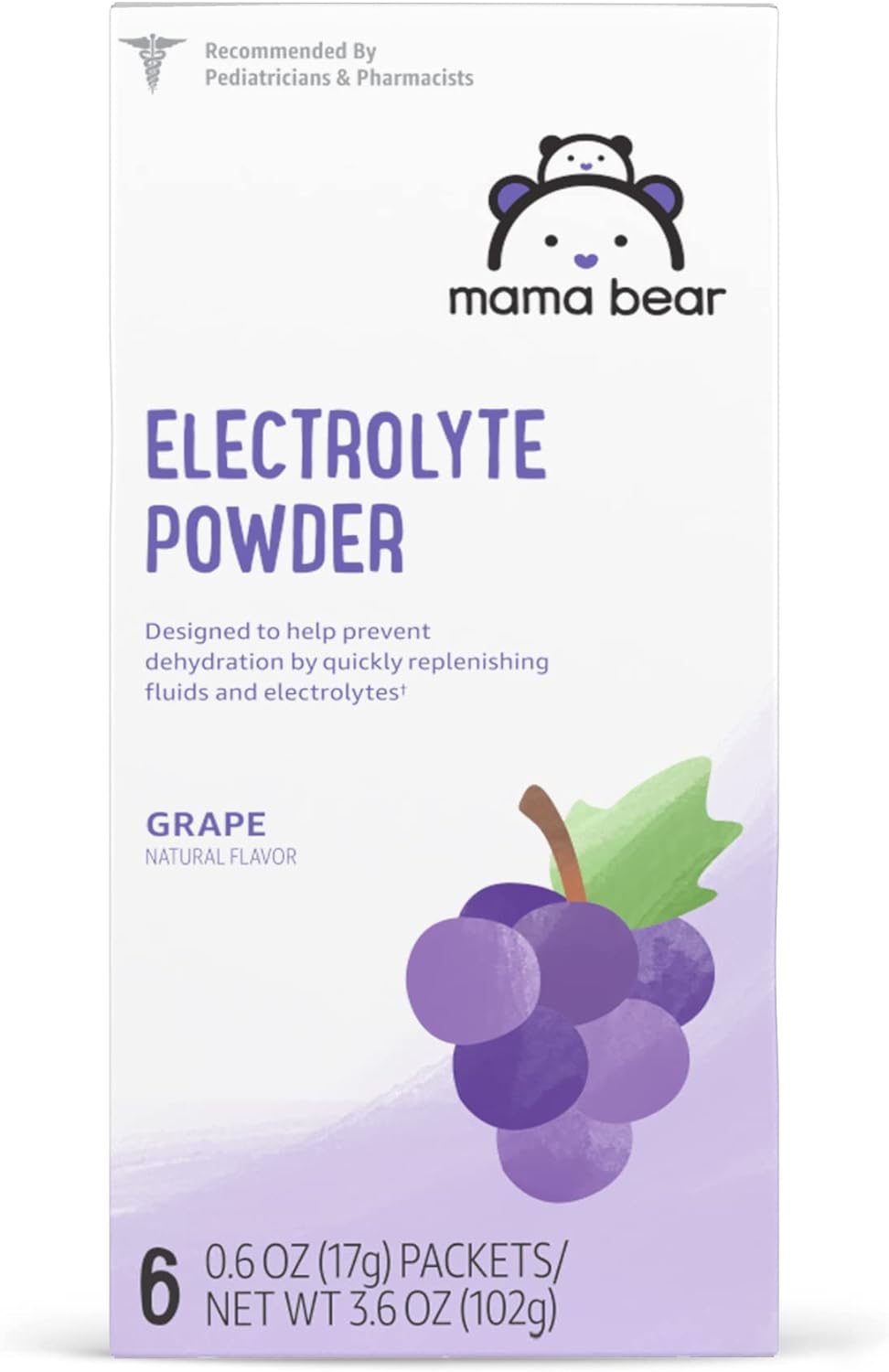 Mama Bear Electrolyte Powder Packets 0.6oz, Grape, 6 Count