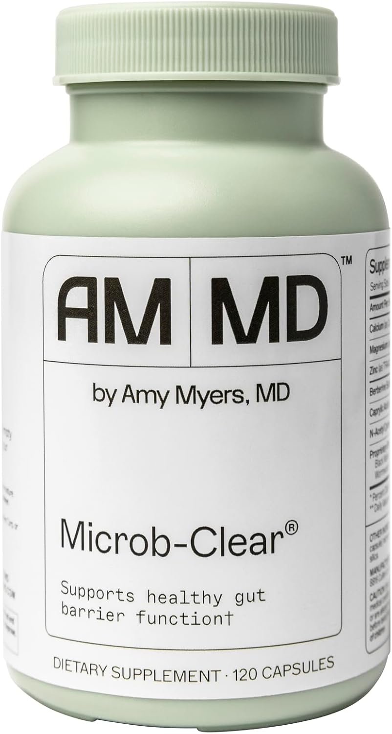 Amy Myers Md Microb-Clear - Microbiome Balance Support - Aids Gut Health, Daily Bowel Movements & Bloating - Supports Healthy Gut Flora - Gluten-Free, Dairy-Free & Non-Soy - 120 Capsules (60 Servings)