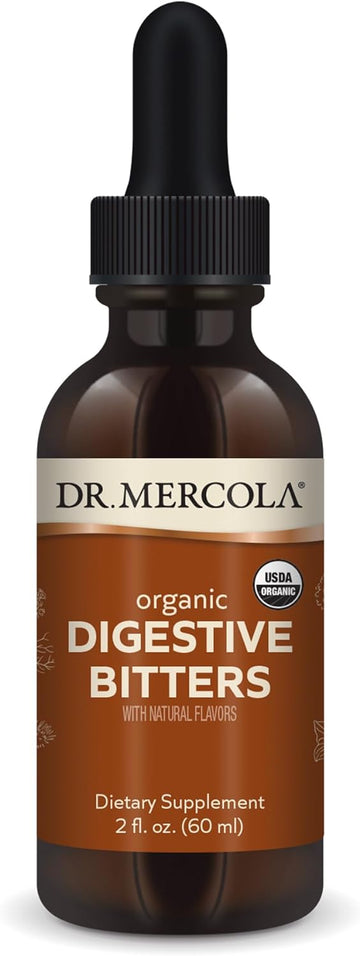 Dr. Mercola Organic Digestive Bitters Liquid Drops, 2 Fl. Oz., 30 Servings, Dietary Supplement, Digestive Support, Non-Gmo, Certified Usda Organic