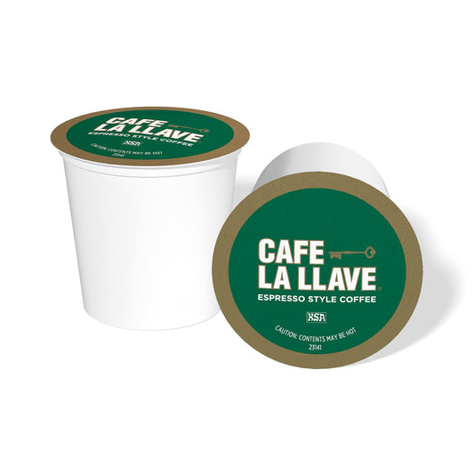 Cafe La Llave Espresso-Style Dark Roast Coffee Pods For Keurig K-Cup Brewers - Bold, Rich Flavor - 55 Count Single Serve Recyclable Capsules - Premium Arabica Beans - Family Crafted