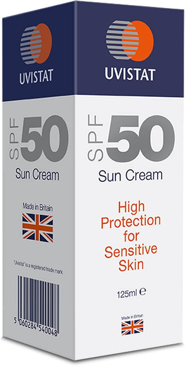 Uvistat Sun Cream Spf 50 (125Ml) – Fragrance-Free Moisturising For Sensitive Skin & All Skin Types – Factor 50 Suntan Lotion – Kids & Adults High Protection – Balanced Uva/Uvb