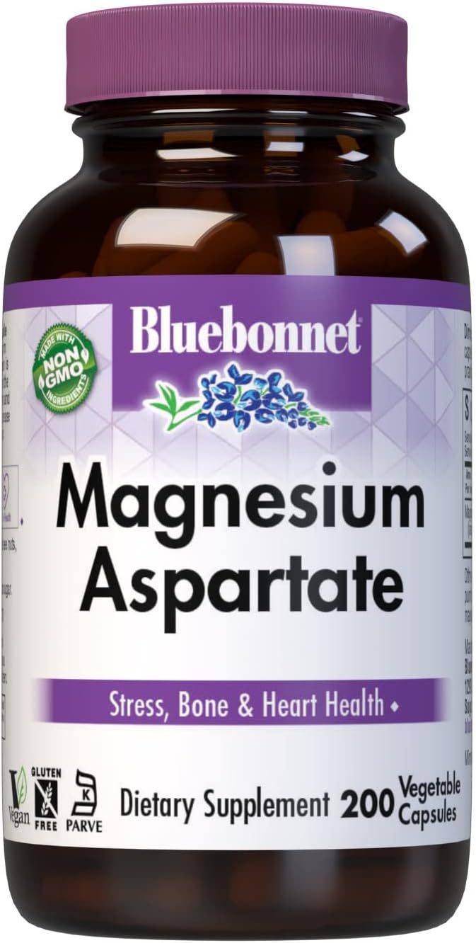 Bluebonnet Nutrition Magnesium Aspartate 400 Mg, 200 Vegetarian Capsules