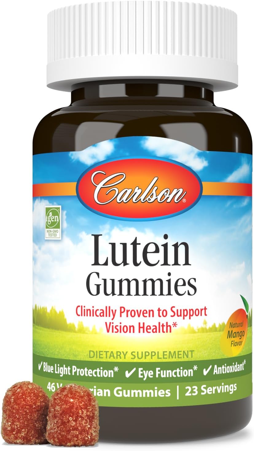 Carlson - Lutein Gummies, Vision Support, Blue Light Protection, Mango, 46 Gummies