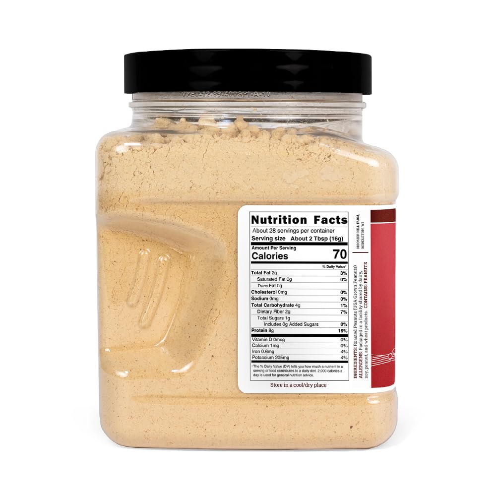 Hoosier Hill Farm Peanut Butter Powder, 1LB (Pack of 1), No Additives, 100% Peanut Powder, 8g of Protein per serving : Peanut Flour : Grocery & Gourmet Food